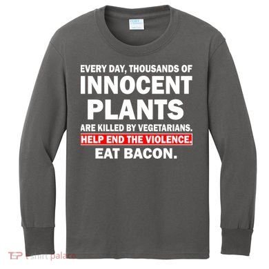 Help End The Violence Eat Bacon  Kids Long Sleeve Shirt