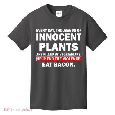 Help End The Violence Eat Bacon  Kids T-Shirt