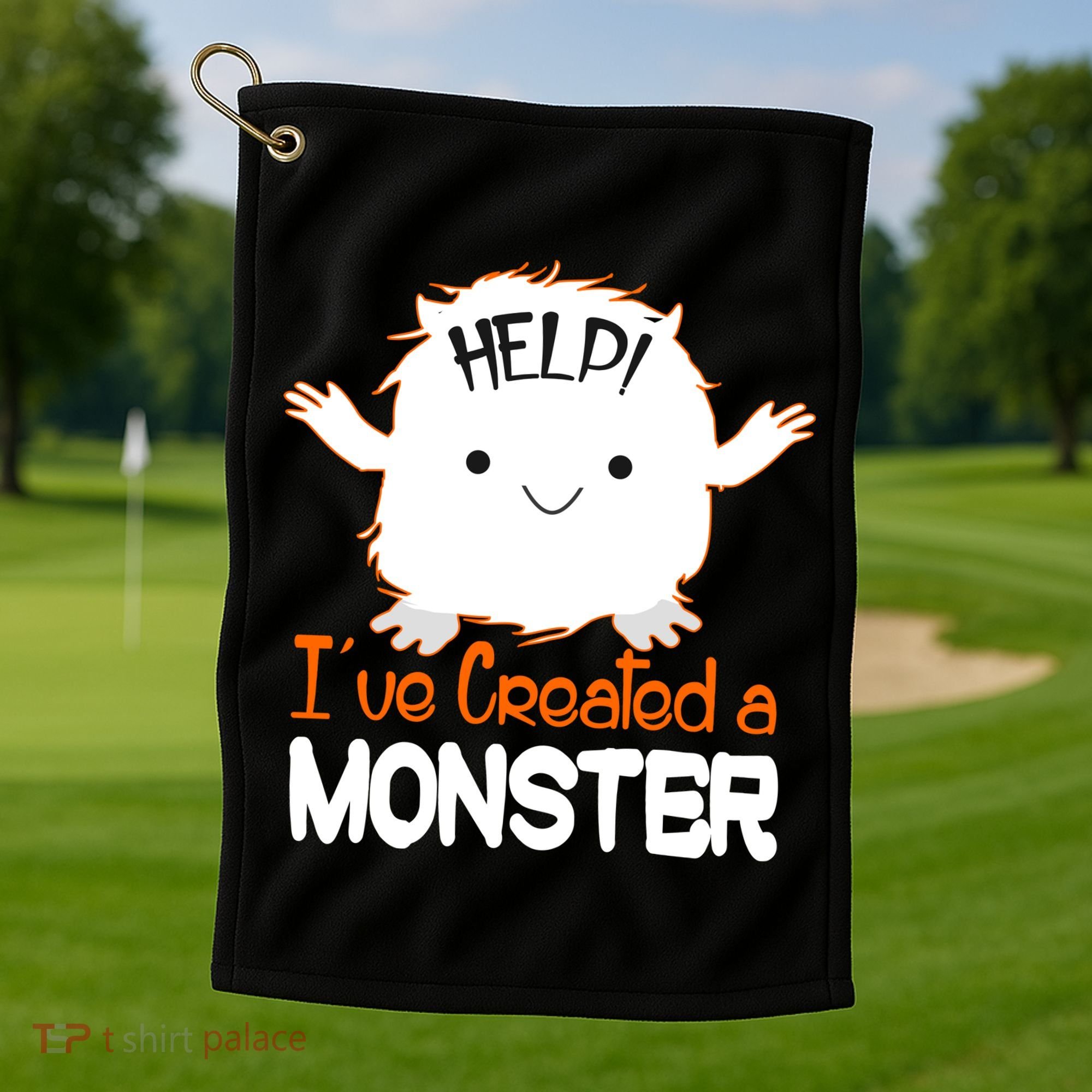 Help I've Created a Monster Funny Halloween Golf Towel