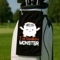 Help I've Created a Monster Funny Halloween Golf Towel thumb 2