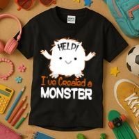 Help I've Created a Monster Funny Halloween Kids T-Shirt thumb 3
