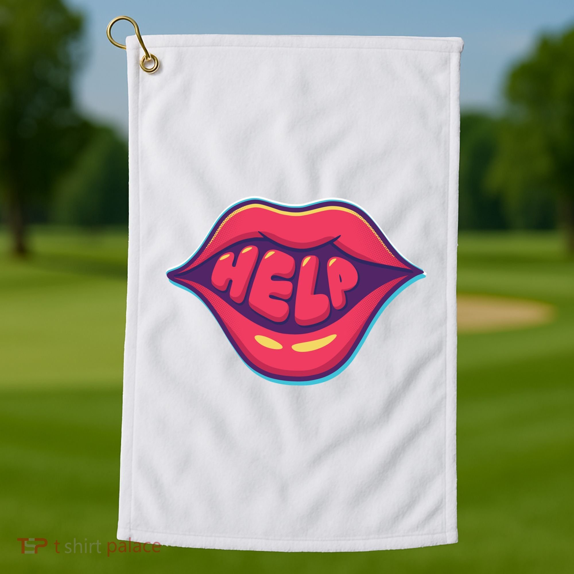 Help Lips Golf Towel