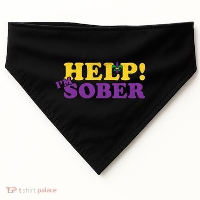 Help Me I'm Sober Mardi Gras USA-Made Doggie Bandana