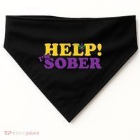 Help Me I'm Sober Mardi Gras USA-Made Doggie Bandana thumb 0