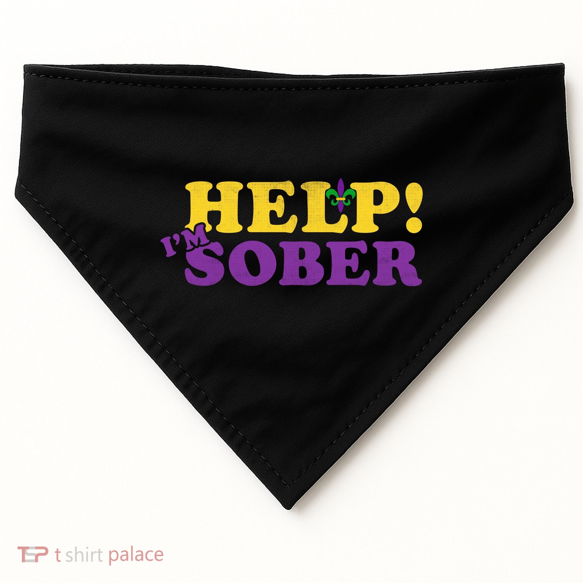 Help Me I'm Sober Mardi Gras USA-Made Doggie Bandana