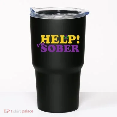 Help Me I'm Sober Mardi Gras Tumbler