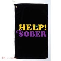 Help Me I'm Sober Mardi Gras Golf Towel thumb 0