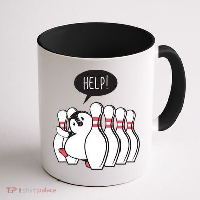 Help Penguin Bowling Pin Coffee Mug back