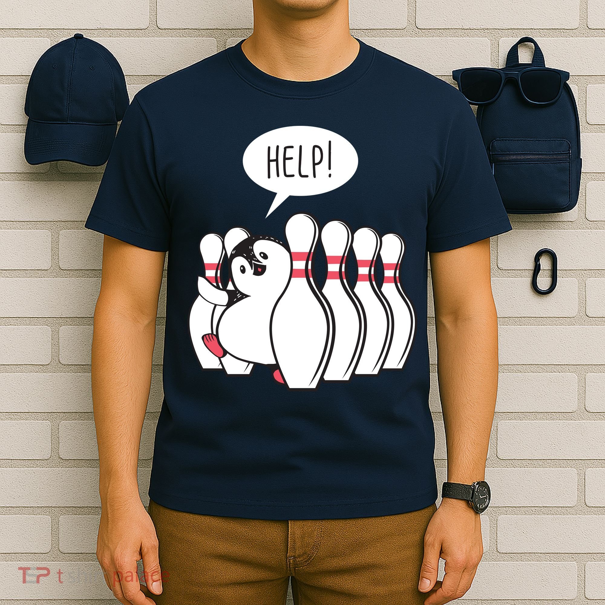 Help Penguin Bowling Pin T-Shirt