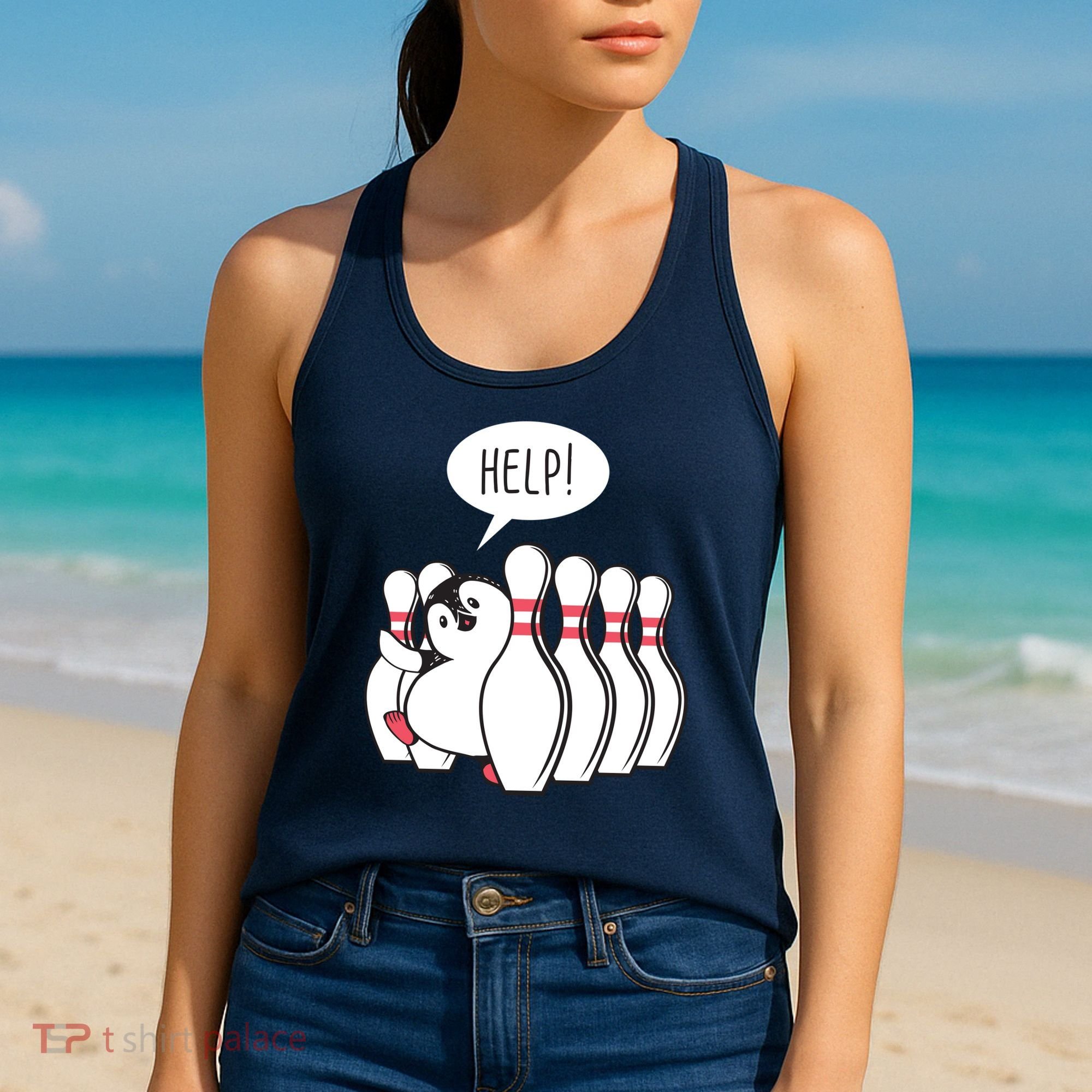 Help Penguin Bowling Pin Women's Tank Top