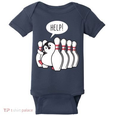 Help Penguin Bowling Pin Baby Bodysuit