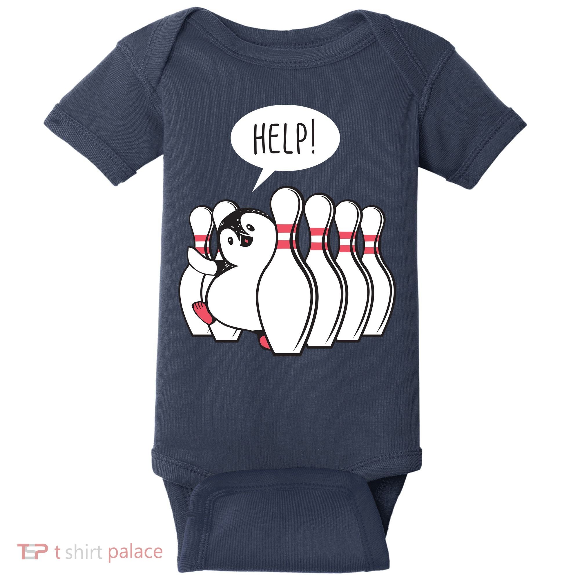 Help Penguin Bowling Pin Baby Bodysuit