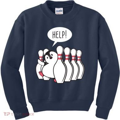 Help Penguin Bowling Pin Kids Sweatshirt