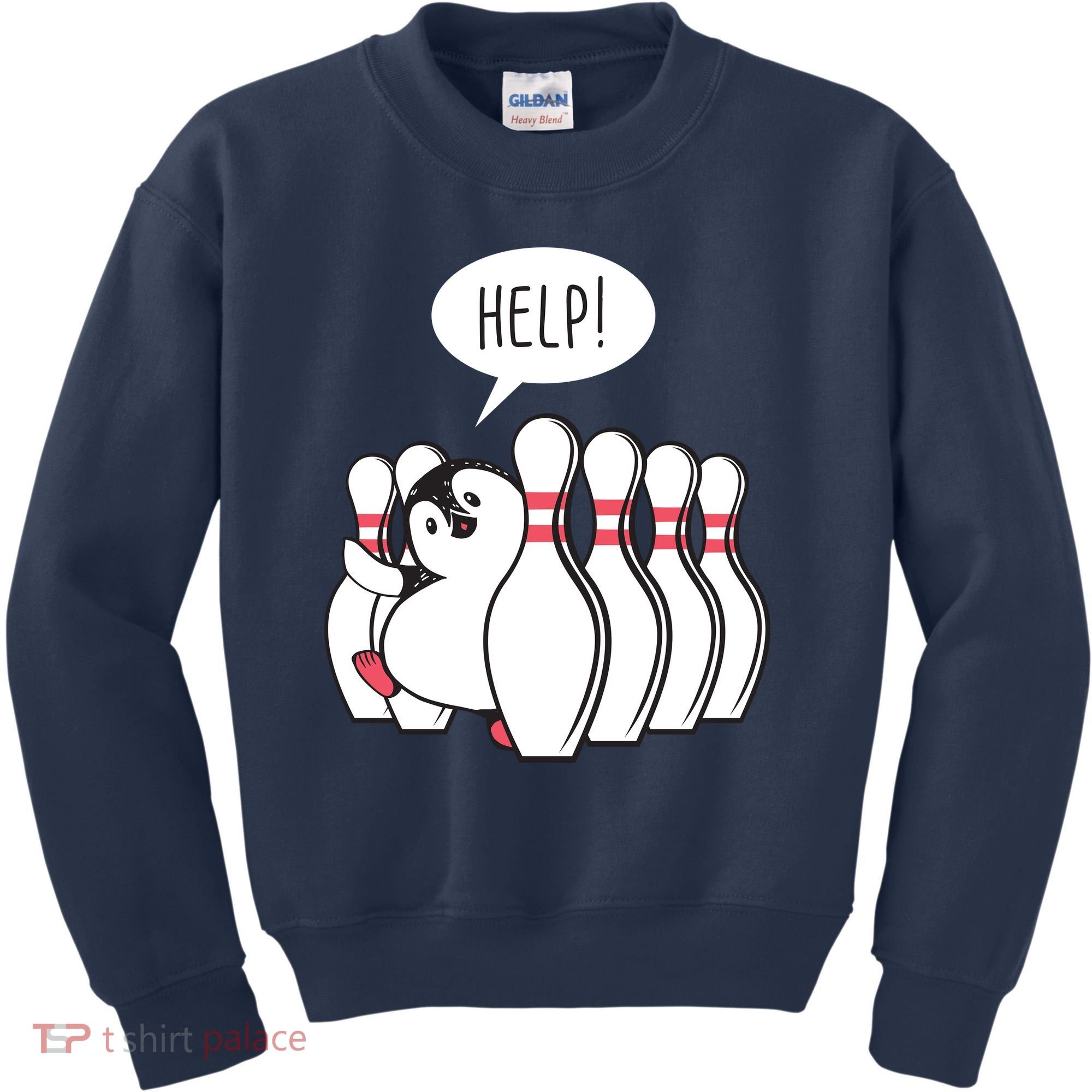 Help Penguin Bowling Pin Kids Sweatshirt