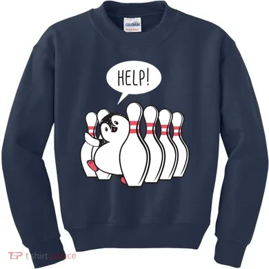 Help Penguin Bowling Pin Kids Sweatshirt