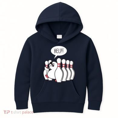 Help Penguin Bowling Pin Kids Hoodie