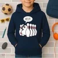 Help Penguin Bowling Pin Kids Hoodie thumb 2