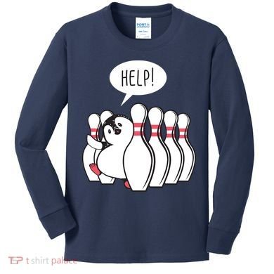 Help Penguin Bowling Pin Kids Long Sleeve Shirt