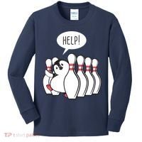 Help Penguin Bowling Pin Kids Long Sleeve Shirt thumb 0