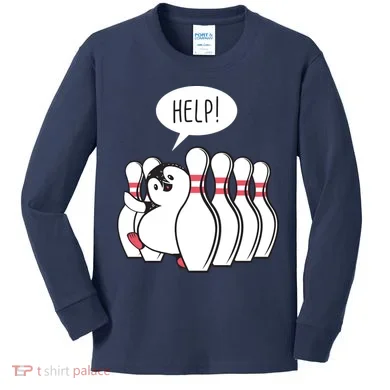 Help Penguin Bowling Pin Kids Long Sleeve Shirt