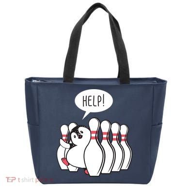 Help Penguin Bowling Pin Tote Bag