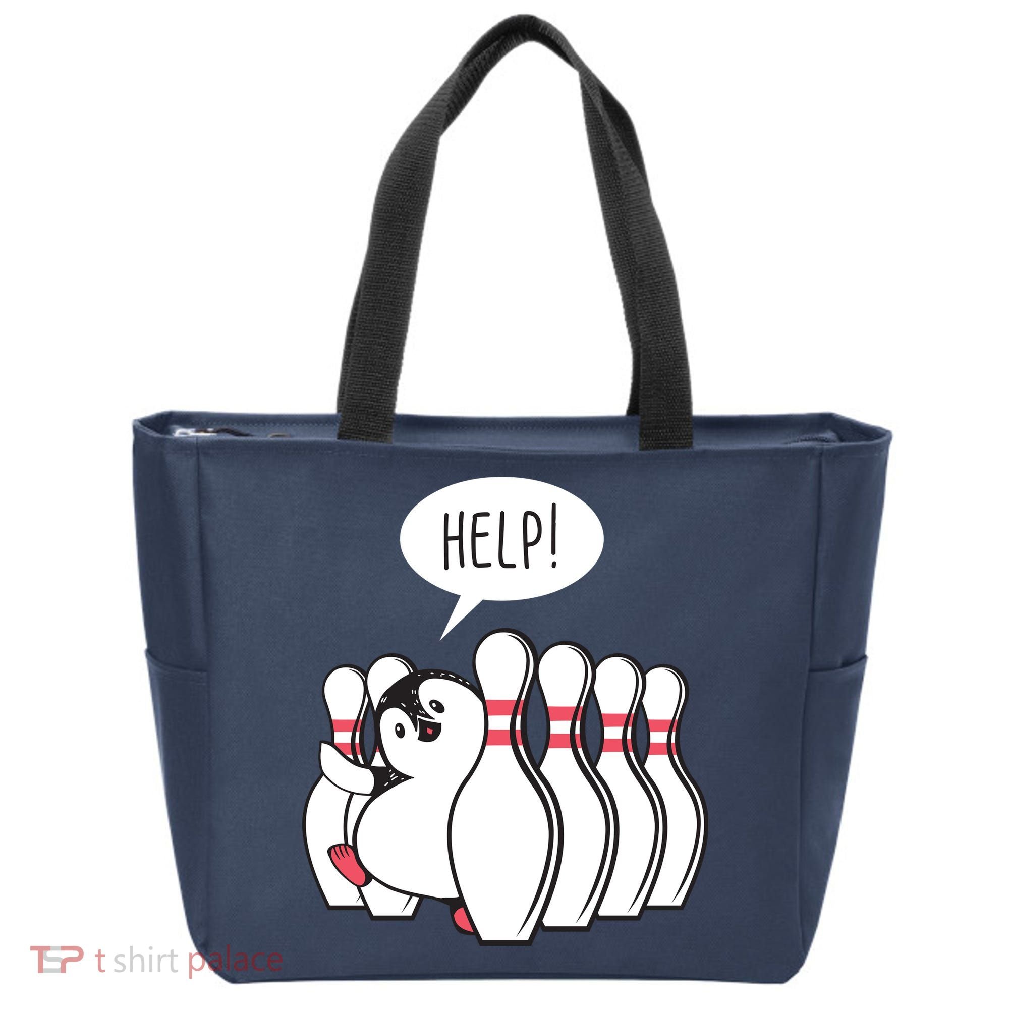 Help Penguin Bowling Pin Tote Bag