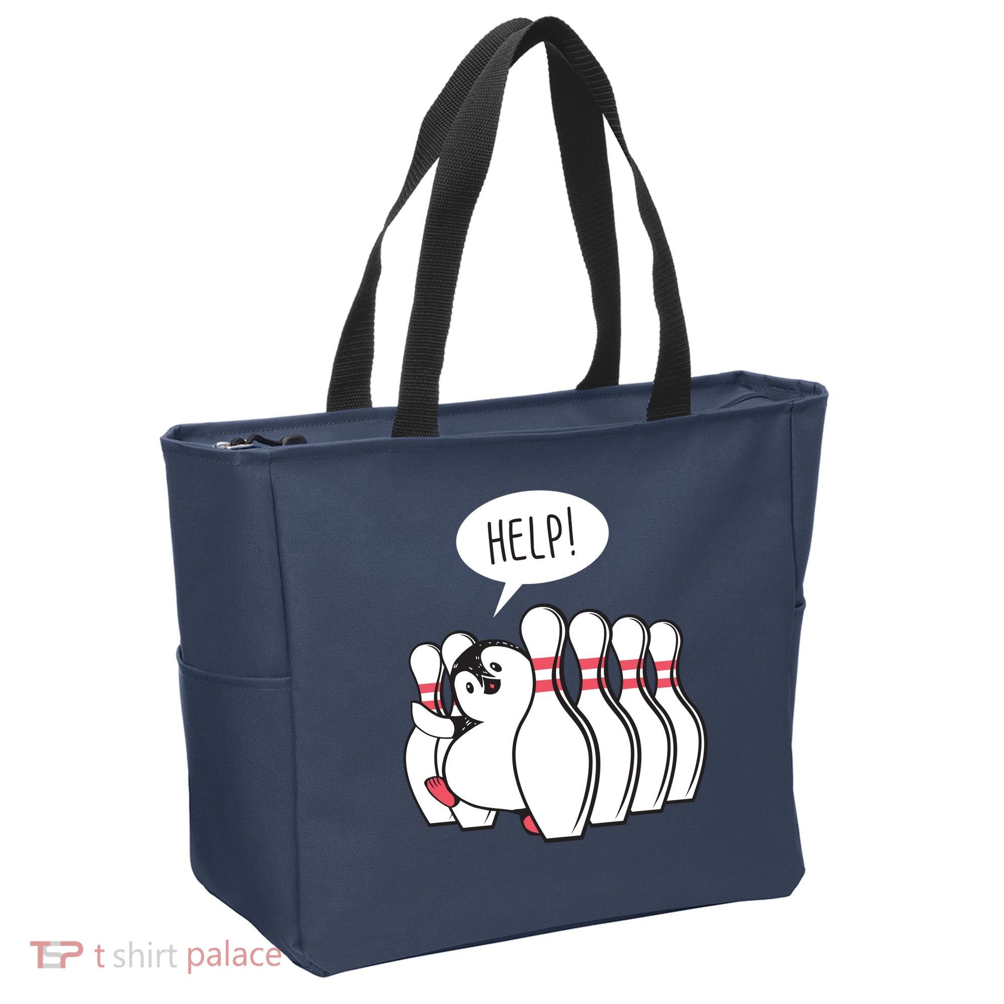 Help Penguin Bowling Pin Tote Bag