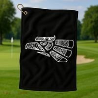 Hecho En Mexico Aztec Calendar Mexican Eagle Golf Towel thumb 1