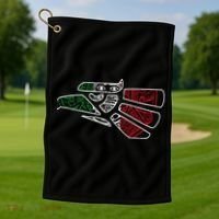 Hecho En Mexico Aztec Calendar Mexican Eagle Golf Towel thumb 1