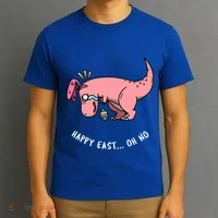 Happy Easter Oh No Funny TRex Egg Hunt T-Shirt thumb 3