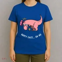 Happy Easter Oh No Funny TRex Egg Hunt T-Shirt thumb 4