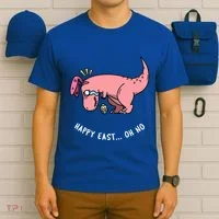 Happy Easter Oh No Funny TRex Egg Hunt T-Shirt thumb 6