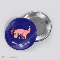 Happy Easter Oh No Funny TRex Egg Hunt Button thumb 0