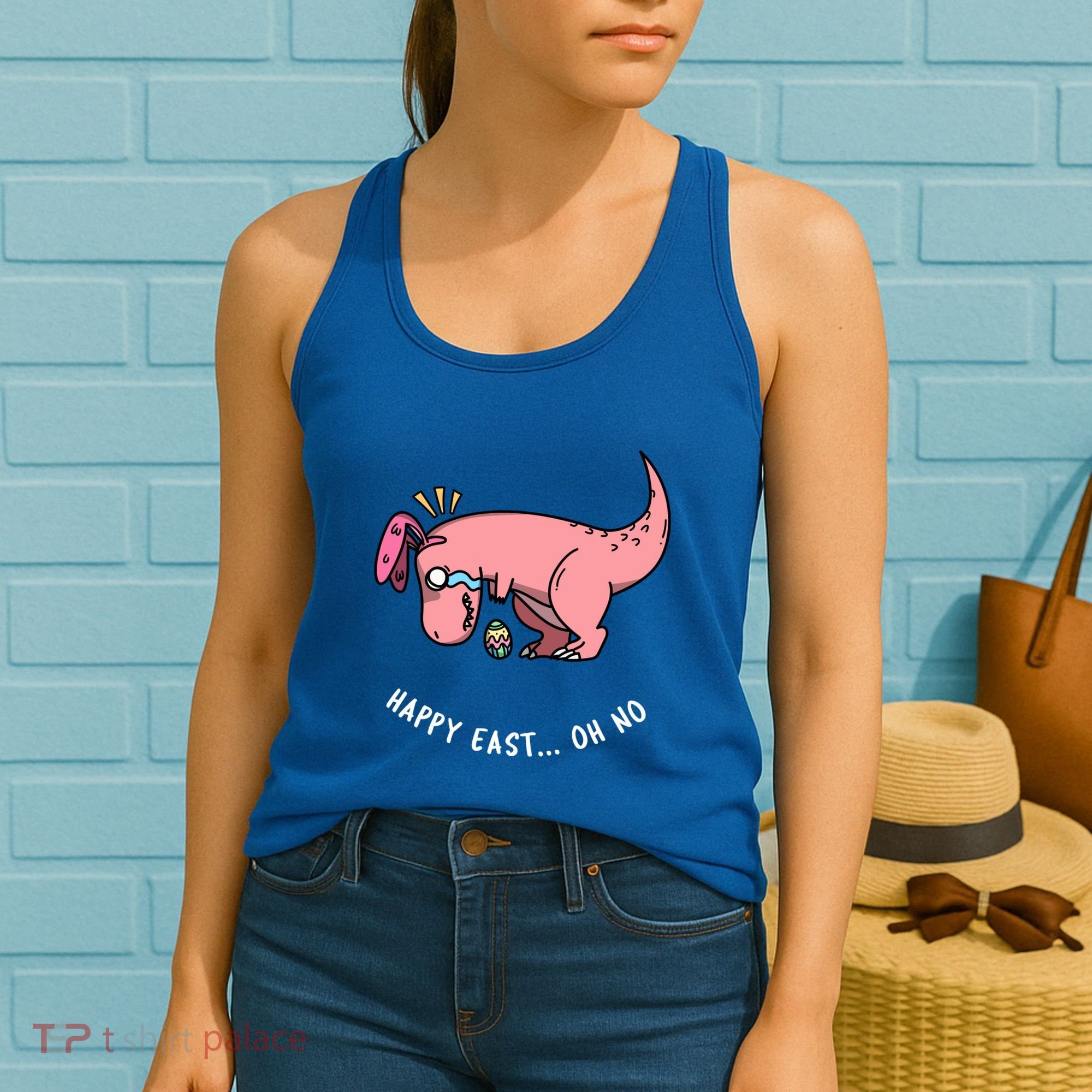 Happy Easter Oh No Funny TRex Egg Hunt Women's Tank Top