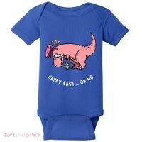 Happy Easter Oh No Funny TRex Egg Hunt Baby Bodysuit thumb 0