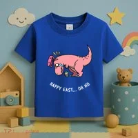 Happy Easter Oh No Funny TRex Egg Hunt Toddler T-Shirt thumb 3