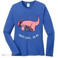 Happy Easter Oh No Funny TRex Egg Hunt Women's Long Sleeve Shirt thumb 0