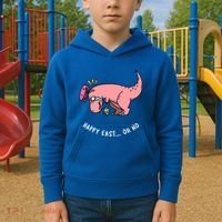 Happy Easter Oh No Funny TRex Egg Hunt Kids Hoodie thumb 2