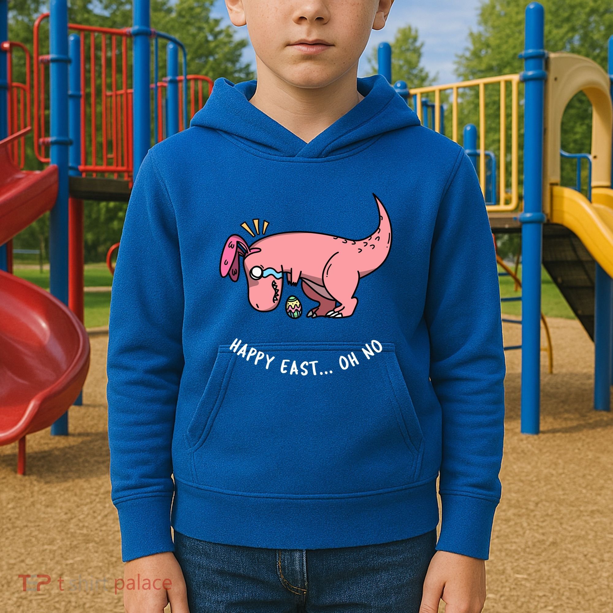 Happy Easter Oh No Funny TRex Egg Hunt Kids Hoodie