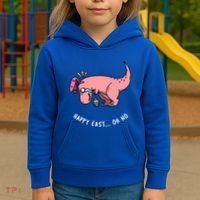 Happy Easter Oh No Funny TRex Egg Hunt Kids Hoodie thumb 3