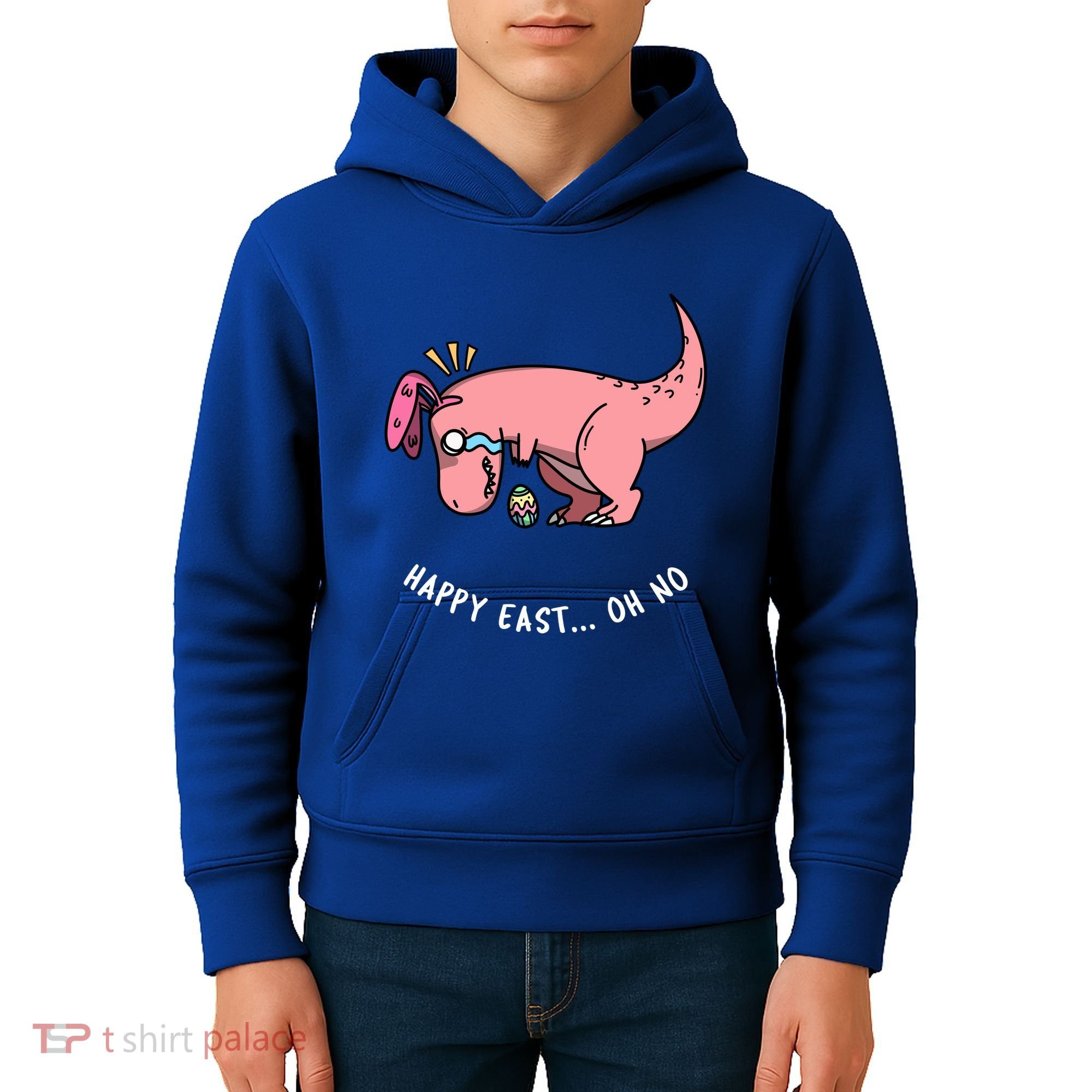 Happy Easter Oh No Funny TRex Egg Hunt Kids Hoodie