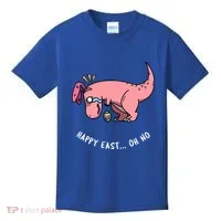 Happy Easter Oh No Funny TRex Egg Hunt Kids T-Shirt thumb 0