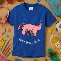 Happy Easter Oh No Funny TRex Egg Hunt Kids T-Shirt thumb 3