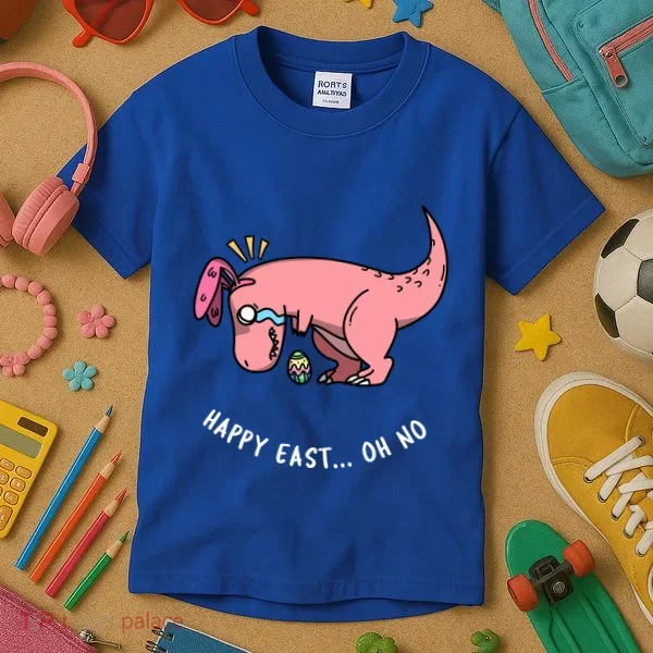 Happy Easter Oh No Funny TRex Egg Hunt Kids T-Shirt