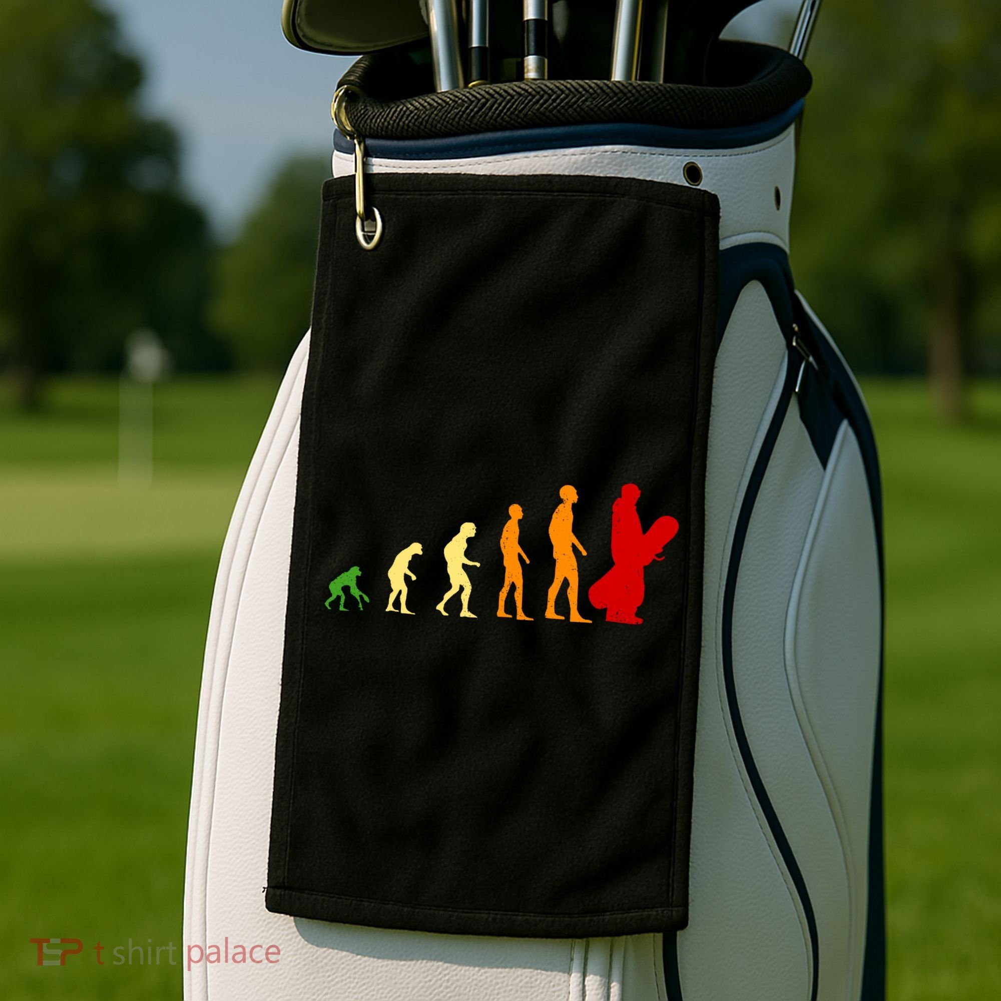 Human Evolution Of Snowboarding Golf Towel