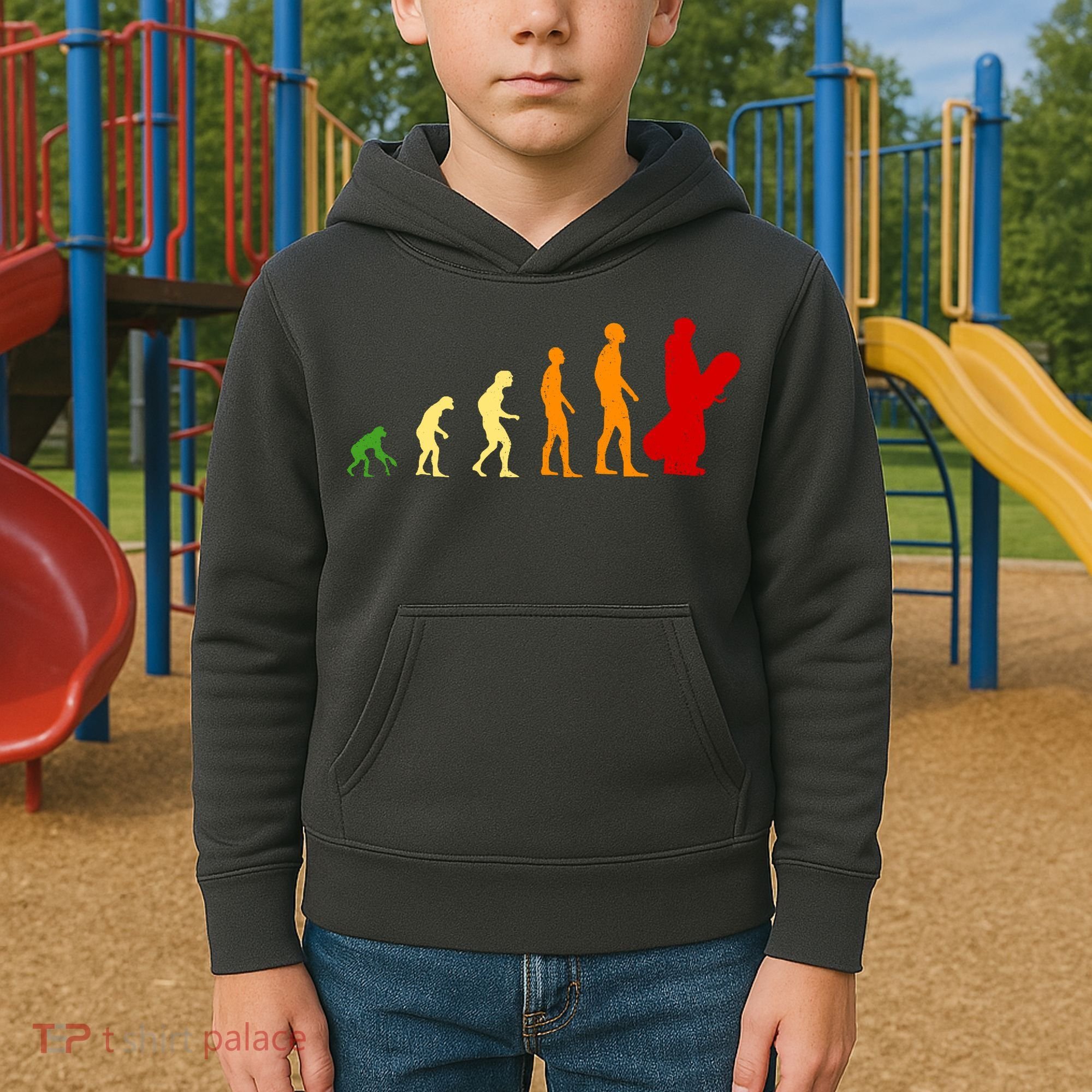 Human Evolution Of Snowboarding Kids Hoodie