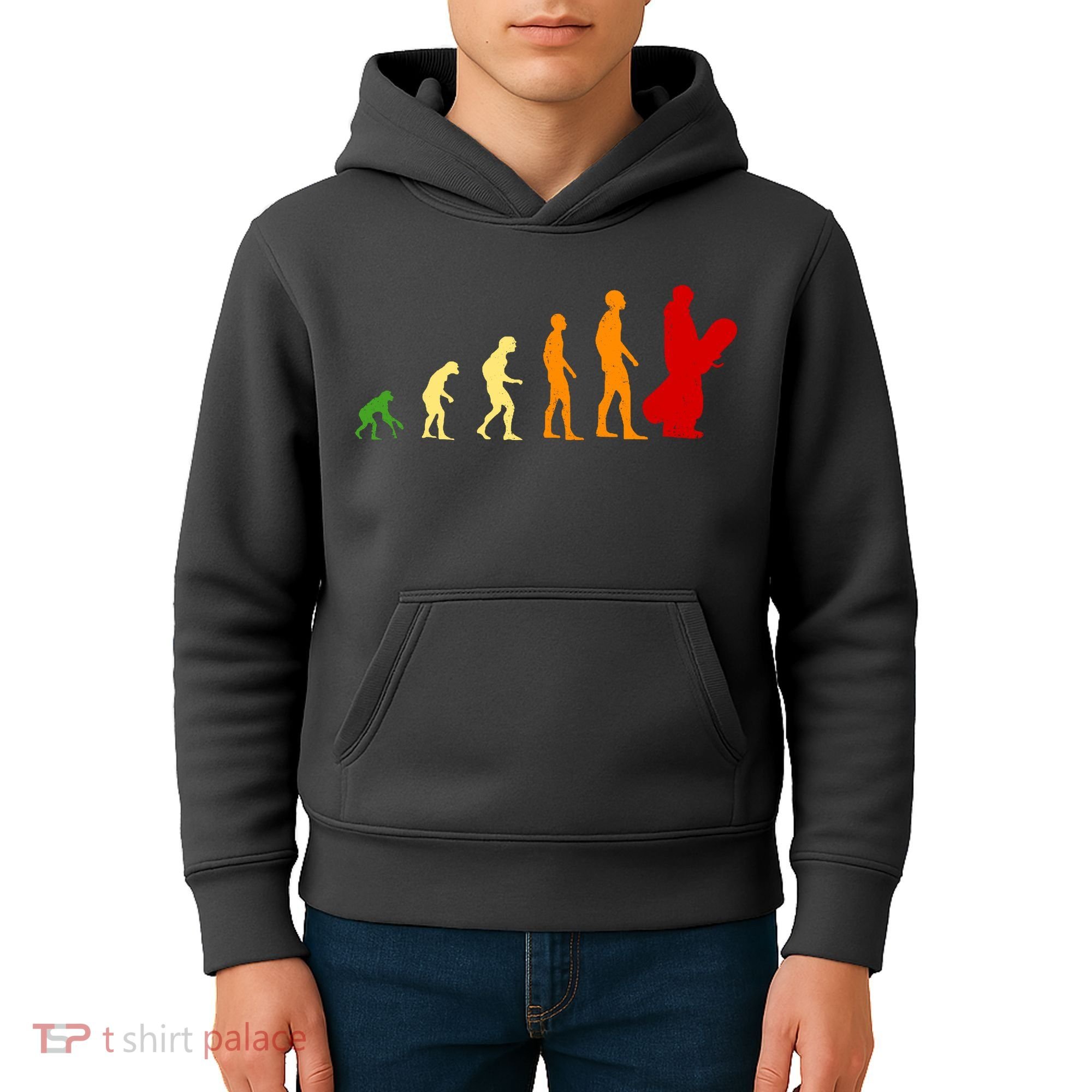 Human Evolution Of Snowboarding Kids Hoodie