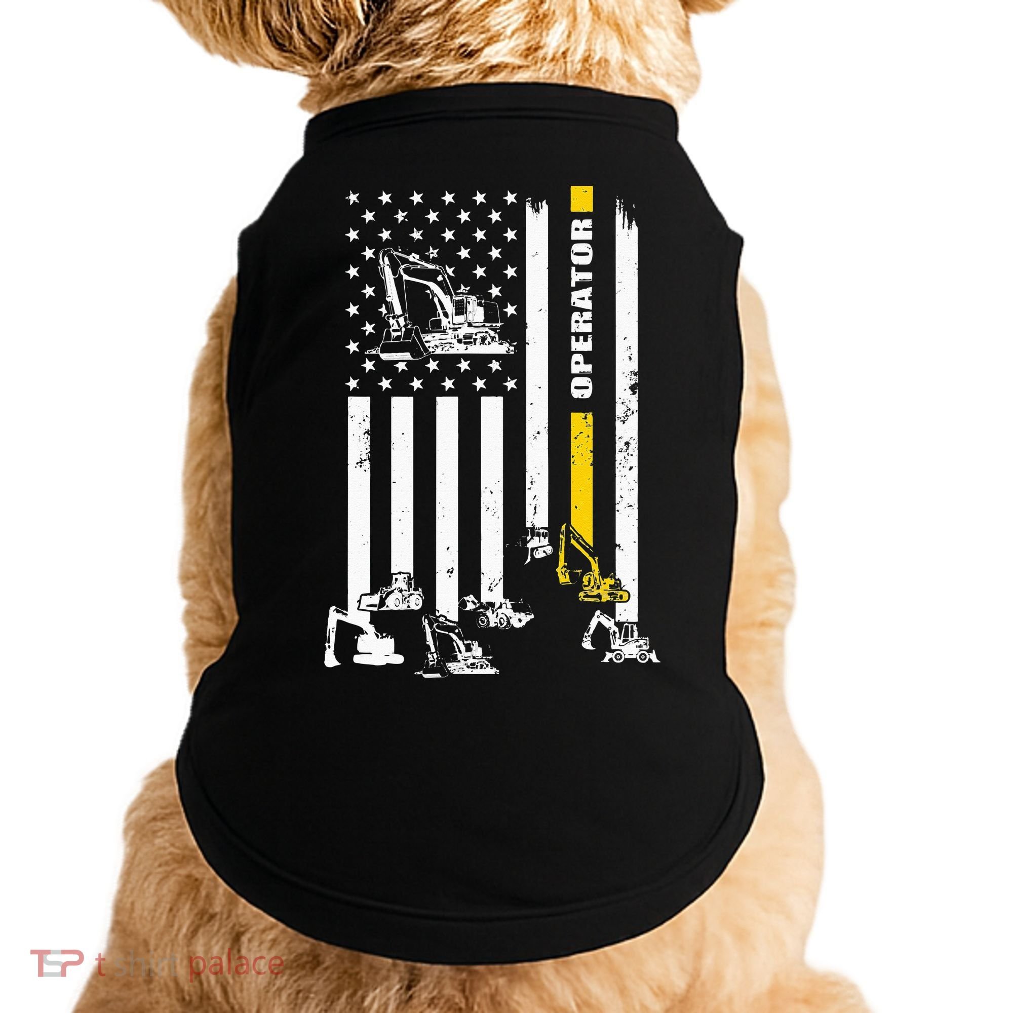 Heavy Equipment Operator USA Flag Operator Gift Doggie Tank