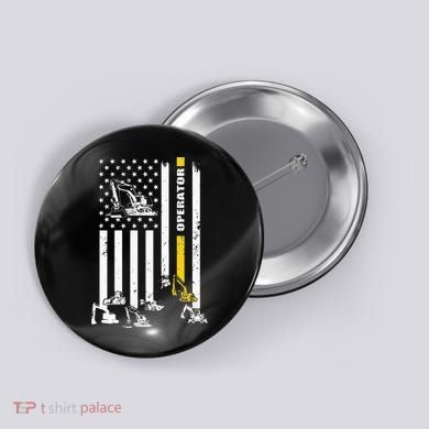 Heavy Equipment Operator USA Flag Operator Gift Button