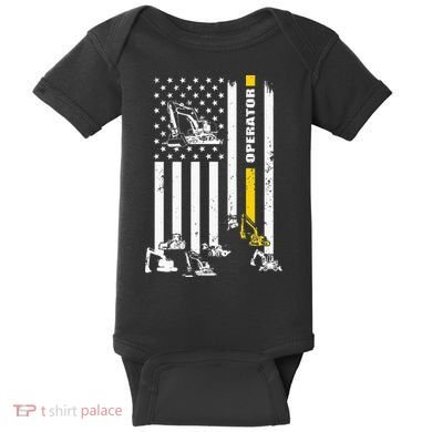 Heavy Equipment Operator USA Flag Operator Gift Baby Bodysuit